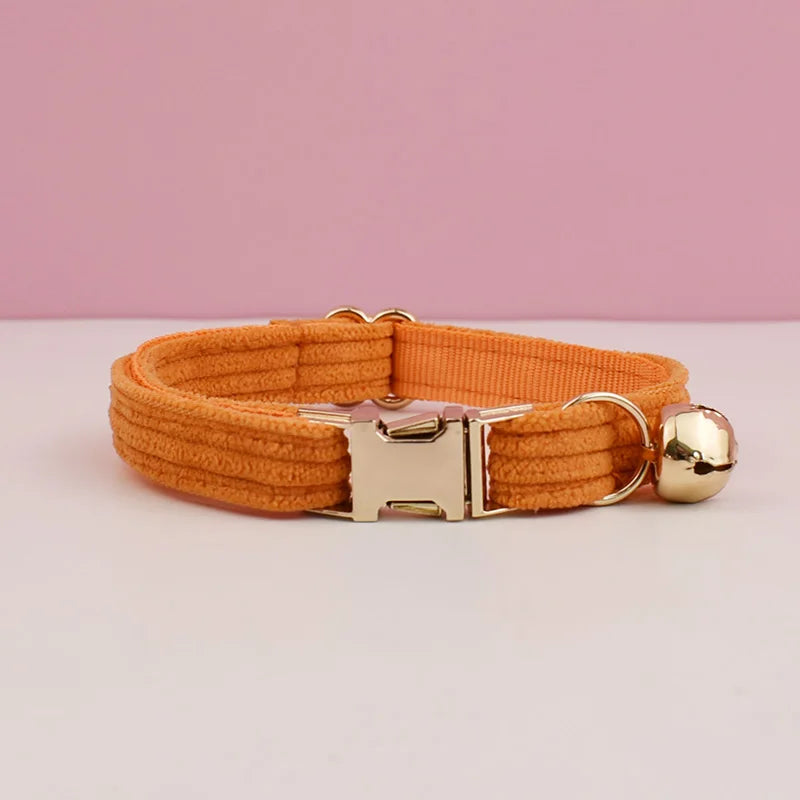 Personalized Breakaway Cat Collar | Engraved Corduroy with Bow Tie