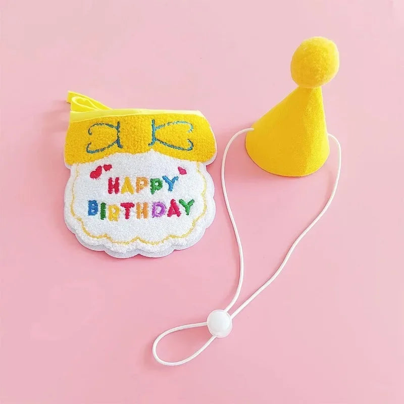Adjustable Dog Birthday Hat & Bandana Set | Gotcha Day Outfit