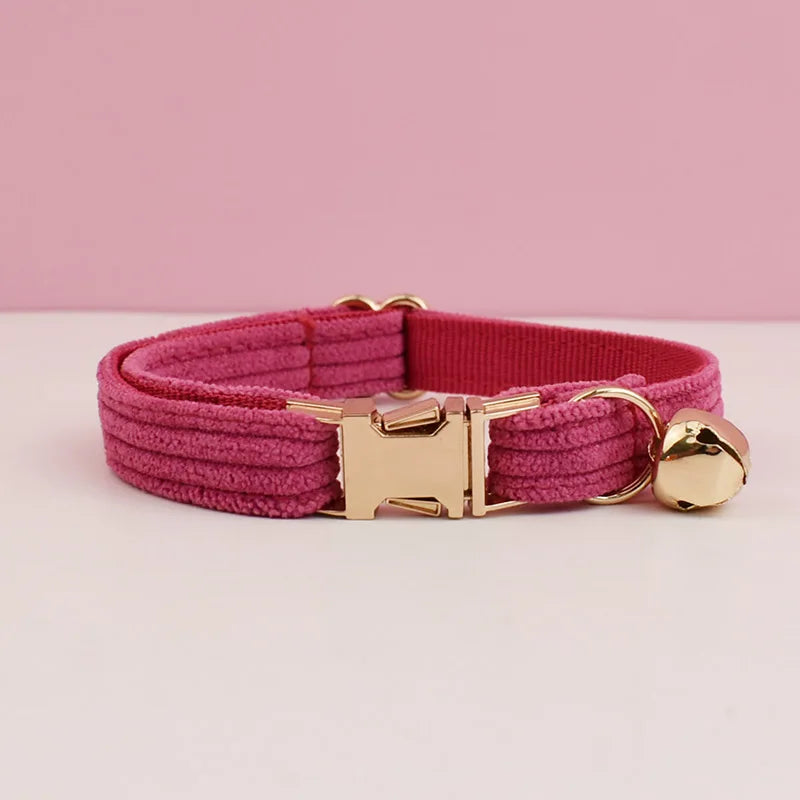 Personalized Breakaway Cat Collar | Engraved Corduroy with Bow Tie