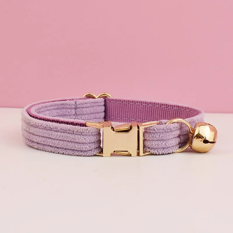 Personalized Breakaway Cat Collar | Engraved Corduroy with Bow Tie